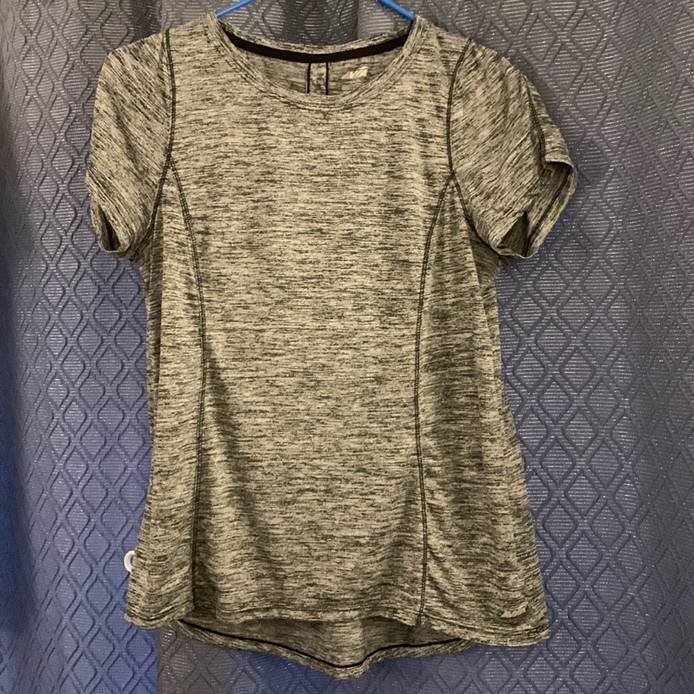 Avia, Women’s Tee- Gray / Black- Polyester, Quick Dry Size, M(8-10)